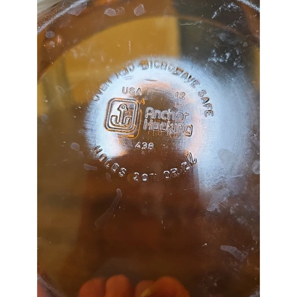 Vintage Anchor Hocking Fire King 2 Qt Casserole Dish #438 Amber USA No‎ Lid